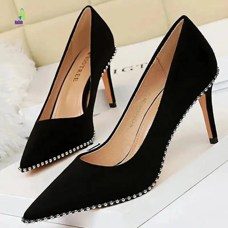 BIGTREE Rivet Stiletto High Heels