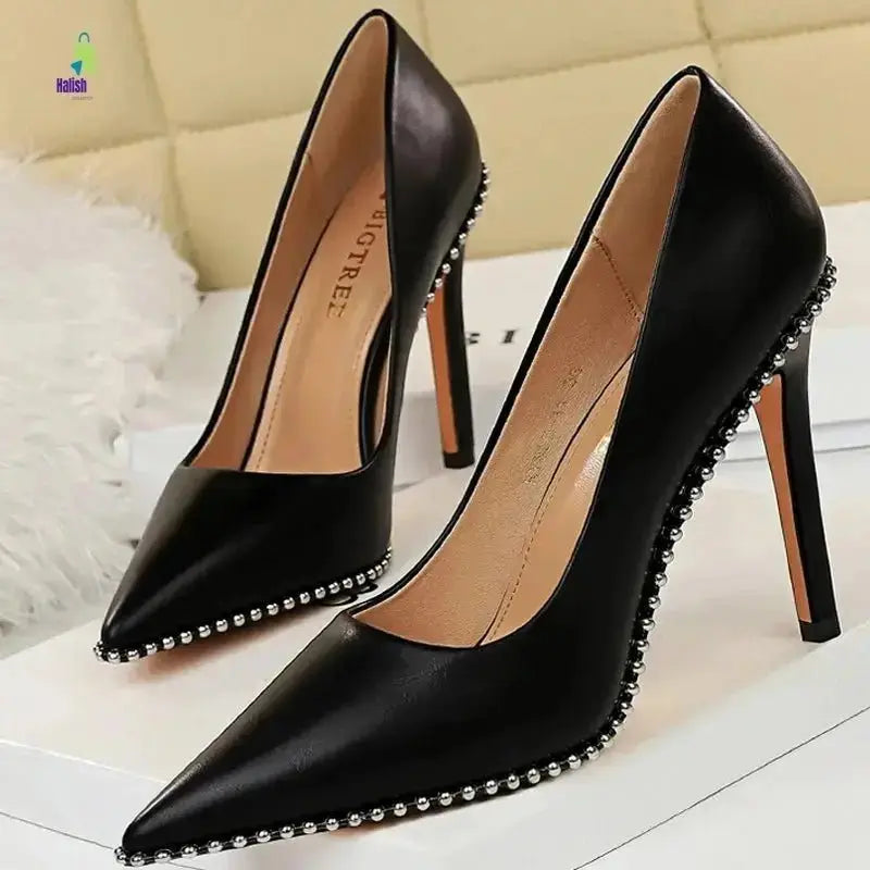 BIGTREE Rivet Stiletto High Heels