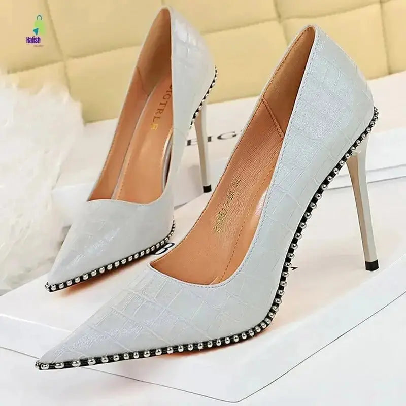 BIGTREE Rivet Stiletto High Heels