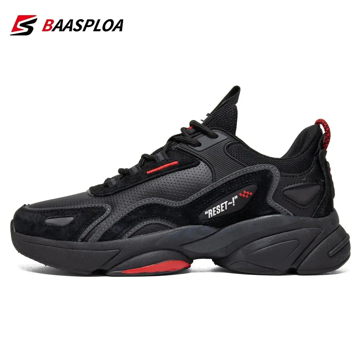 Baasploa Lightweight Running Shoes For Men's Designer Leather Casual Sneakers Lace Up Male Outdoor Sports Shoes Tennis