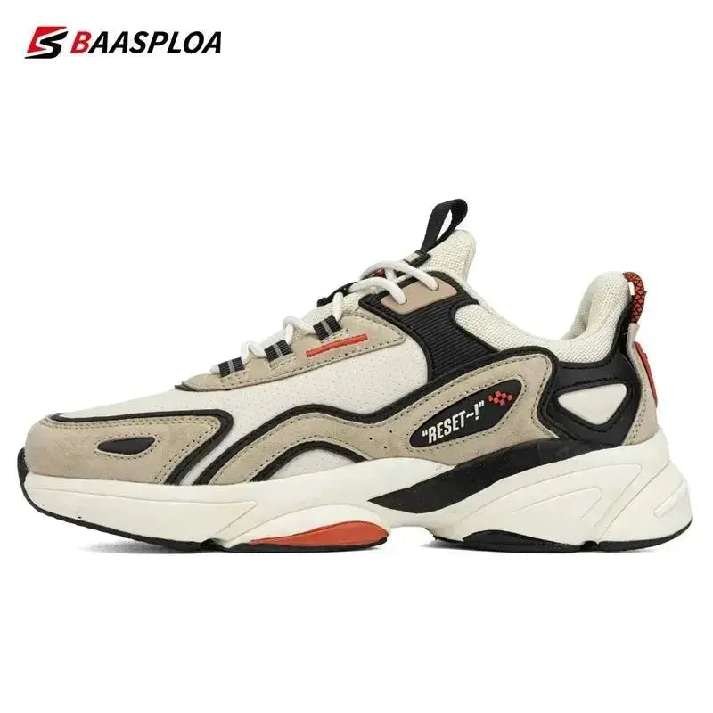 Baasploa Lightweight Running Shoes For Men's Designer Leather Casual Sneakers Lace Up Male Outdoor Sports Shoes Tennis