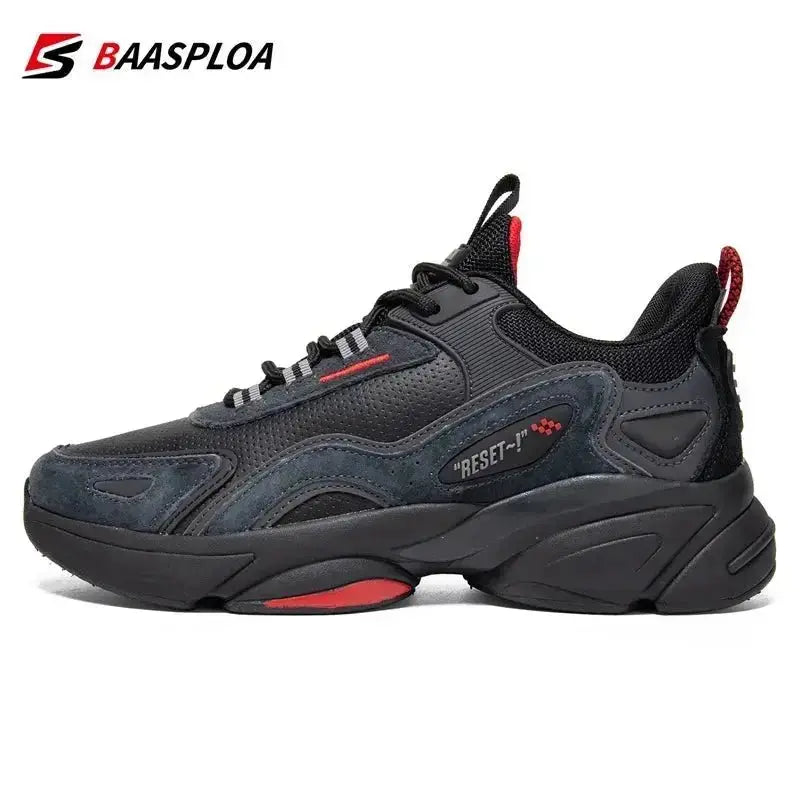 Baasploa Lightweight Running Shoes For Men's Designer Leather Casual Sneakers Lace Up Male Outdoor Sports Shoes Tennis