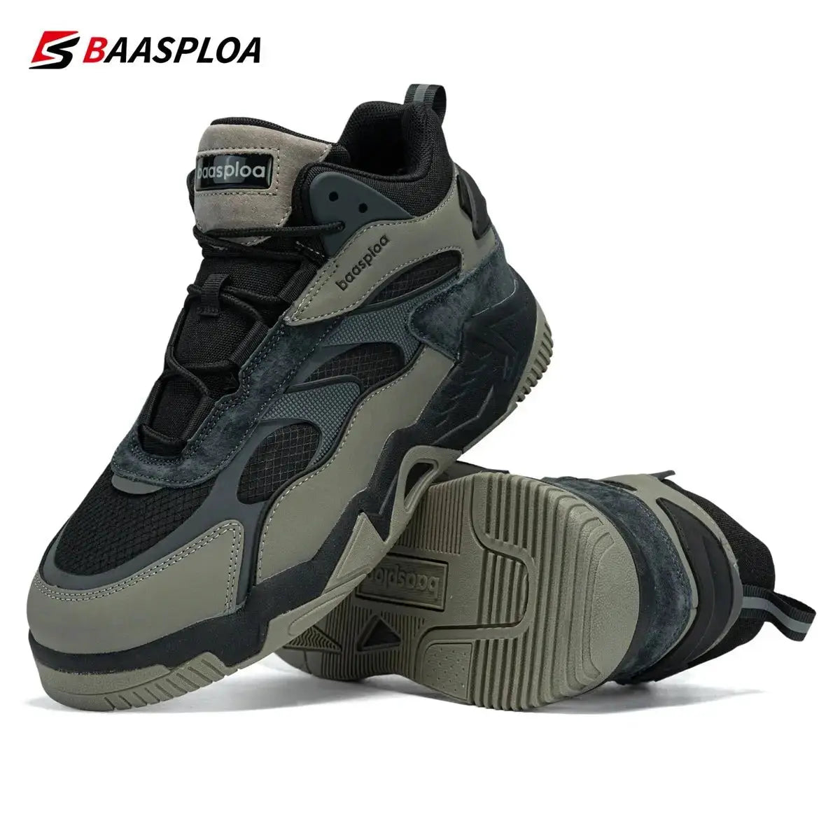 Baasploa Winter Men Shoes Fashion Plush Warm Waterproof Leather Sports Shoes Male Casual Outdoor Non-Slip Lace up Walking Shoes