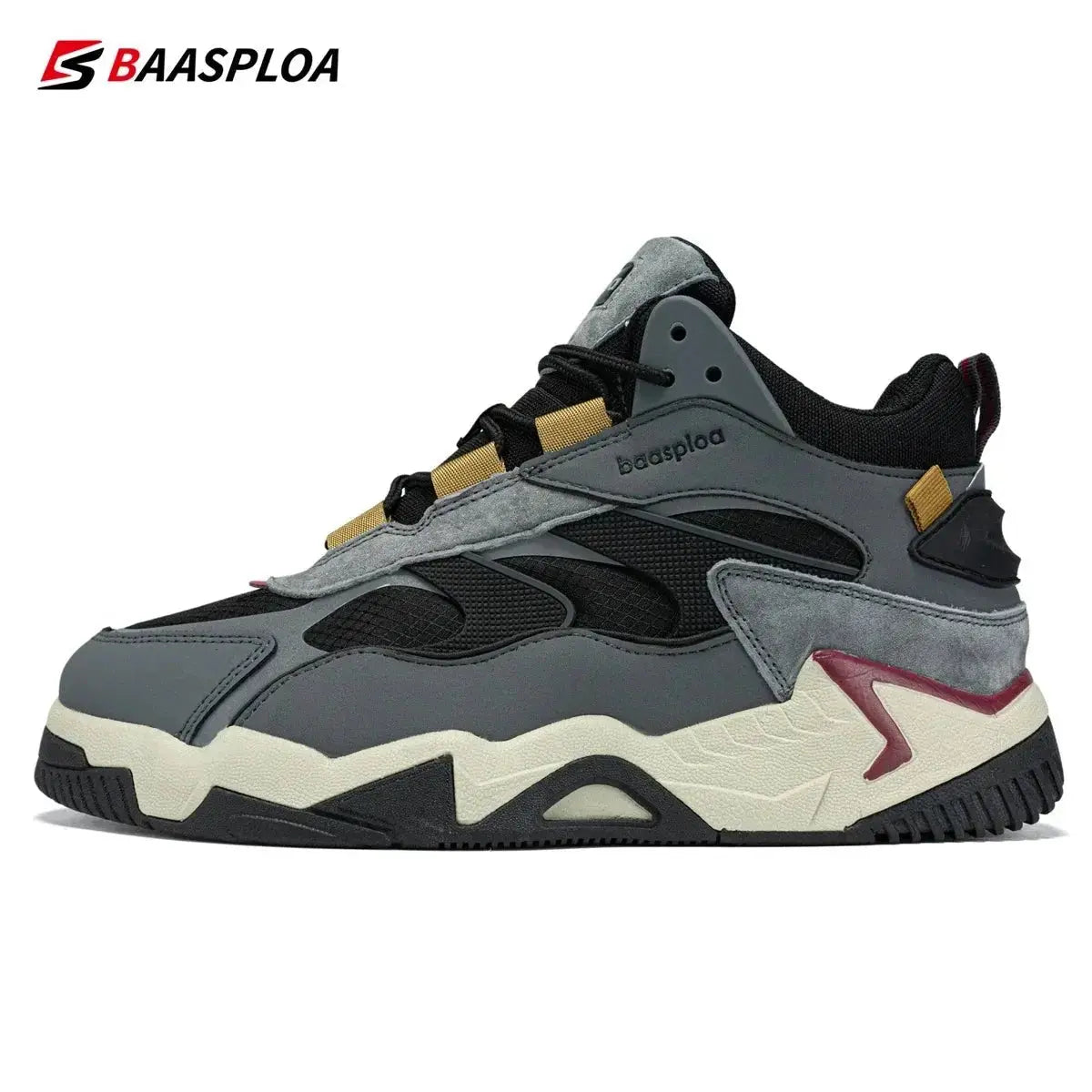 Baasploa Winter Men Shoes Fashion Plush Warm Waterproof Leather Sports Shoes Male Casual Outdoor Non-Slip Lace up Walking Shoes