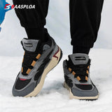 Baasploa Winter Men Shoes Fashion Plush Warm Waterproof Leather Sports Shoes Male Casual Outdoor Non-Slip Lace up Walking Shoes