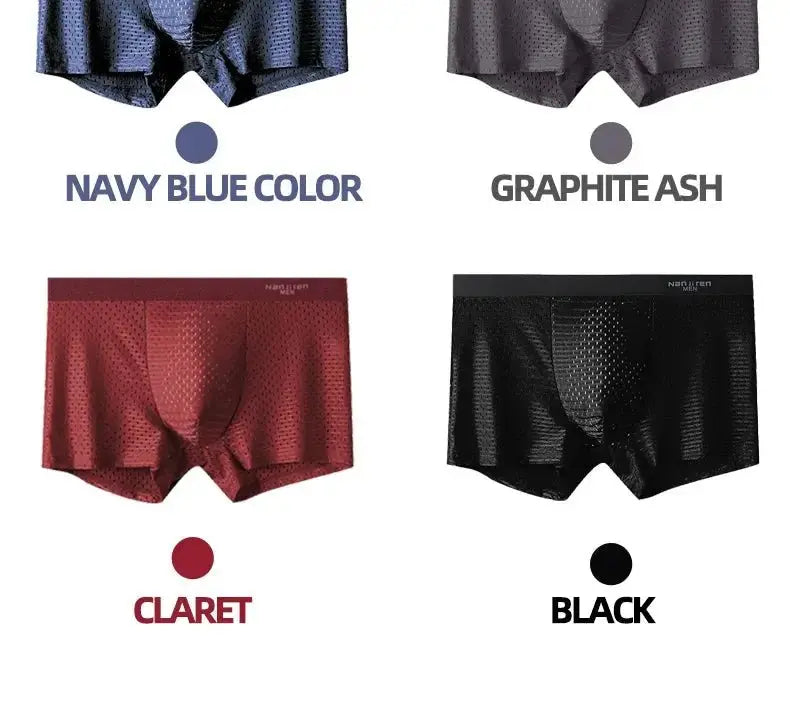 Boxers Men Boxer Shorts Men Underwear Male Underwear Boxers Homme Ice Silk Mesh Boxershorts  Plus Size Panties Sexy Underpants