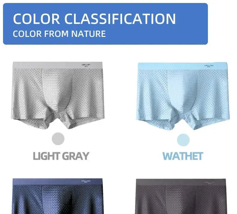 Boxers Men Boxer Shorts Men Underwear Male Underwear Boxers Homme Ice Silk Mesh Boxershorts  Plus Size Panties Sexy Underpants