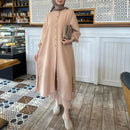 Casual Muslim Set Party Dresses for Women Abaya Caftan Muslim Dress Plus-size Autumn Loose Temperament Commuter Long 2-piece Set