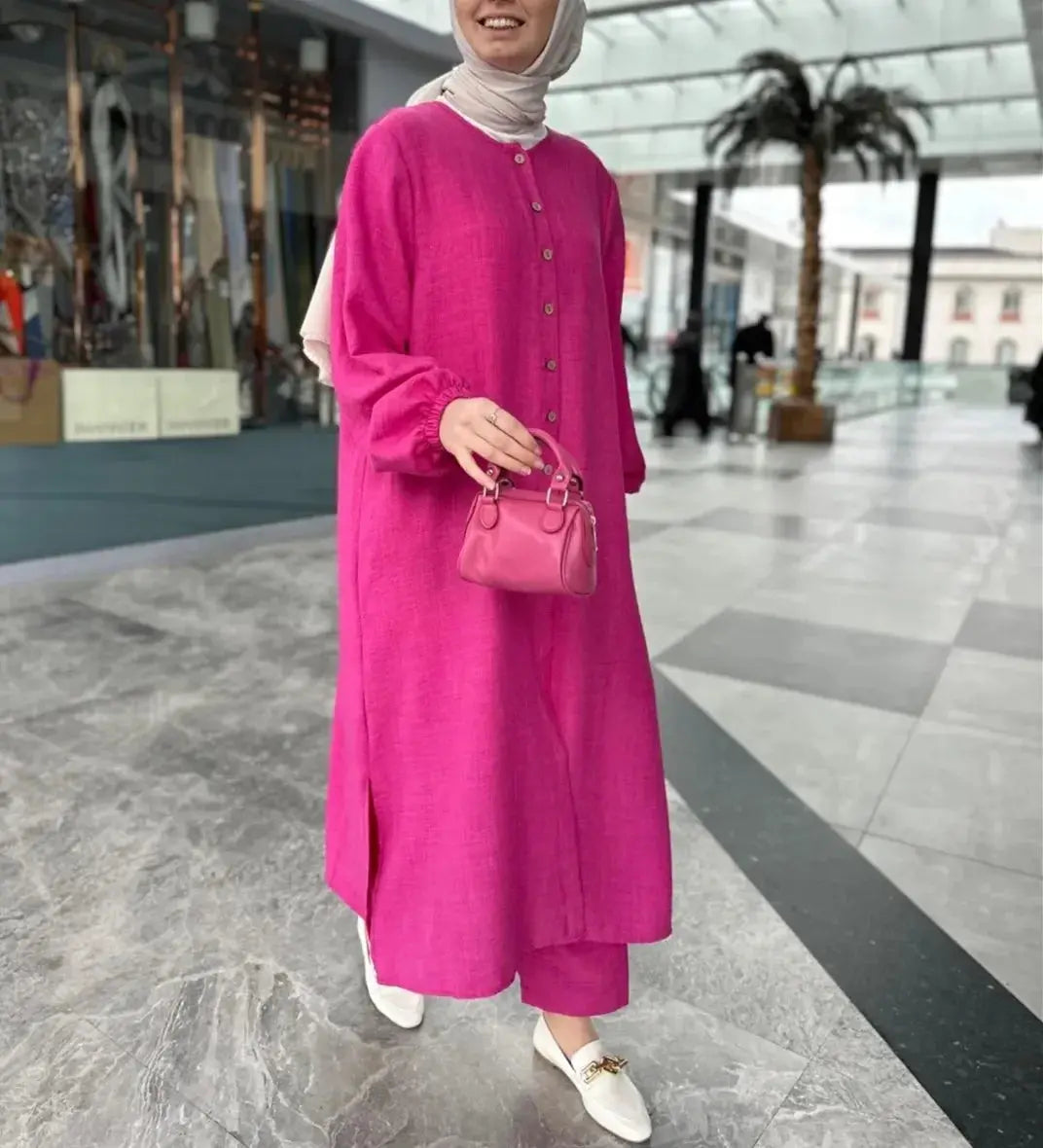 Casual Muslim Set Party Dresses for Women Abaya Caftan Muslim Dress Plus-size Autumn Loose Temperament Commuter Long 2-piece Set