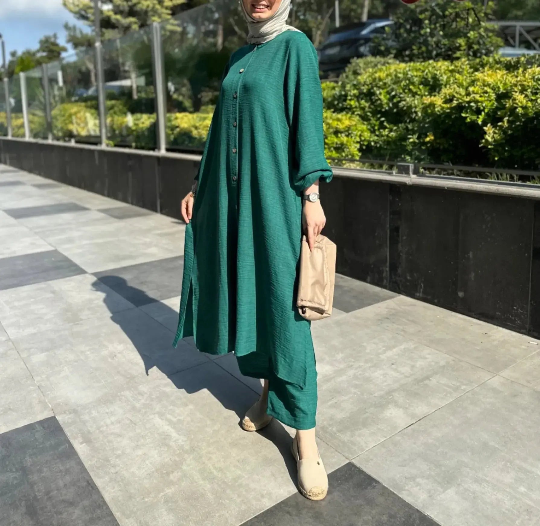 Casual Muslim Set Party Dresses for Women Abaya Caftan Muslim Dress Plus-size Autumn Loose Temperament Commuter Long 2-piece Set