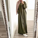 Casual Sequin Muslim Dress Women Solid Chiffon Kaftan Islamic Clothing for Women Arabian Dubai Abayas Vestido Longo Feminino