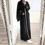 Casual Sequin Muslim Dress Women Solid Chiffon Kaftan Islamic Clothing for Women Arabian Dubai Abayas Vestido Longo Feminino