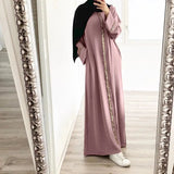 Casual Sequin Muslim Dress Women Solid Chiffon Kaftan Islamic Clothing for Women Arabian Dubai Abayas Vestido Longo Feminino