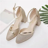 Cresfimix bridal sexy wedding party square heel pumps for ladies women fashion golden high heel shoes silver high heels a5574