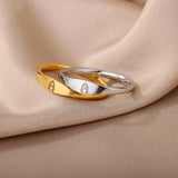 Cute A-Z Tiny Letter Rings For Women Men Stainless Steel Jewelry Persoanlized Initials Stackable Finger Rings Size 7 8 9 10