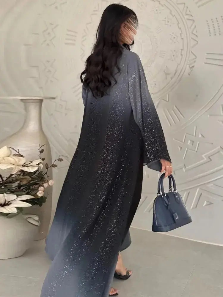 Eid Muslim Abaya Women Cardigan Jalabiya Morocco Party Dresses Dubai Sparkling Abayas Kaftan Vestidos Arab Long Robe 2024