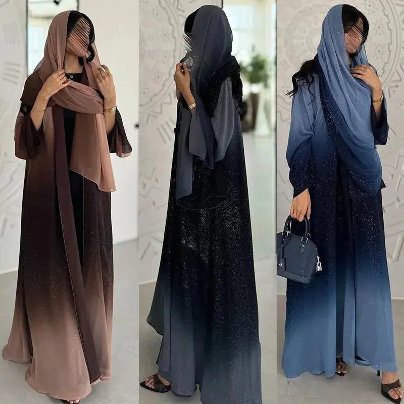 Eid Muslim Abaya Women Cardigan Jalabiya Morocco Party Dresses Dubai Sparkling Abayas Kaftan Vestidos Arab Long Robe 2024