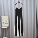 Elegant Black White Patchwork Maxi Dresses Women Fashion O-neck Long Sleeves Slim Dress New Female Evening Party Robes