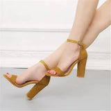 Fashion Ankle Strap Women Casual Sandals Open Toe Summer High Heel Shoes Buckle Ladies Office Work Shoes