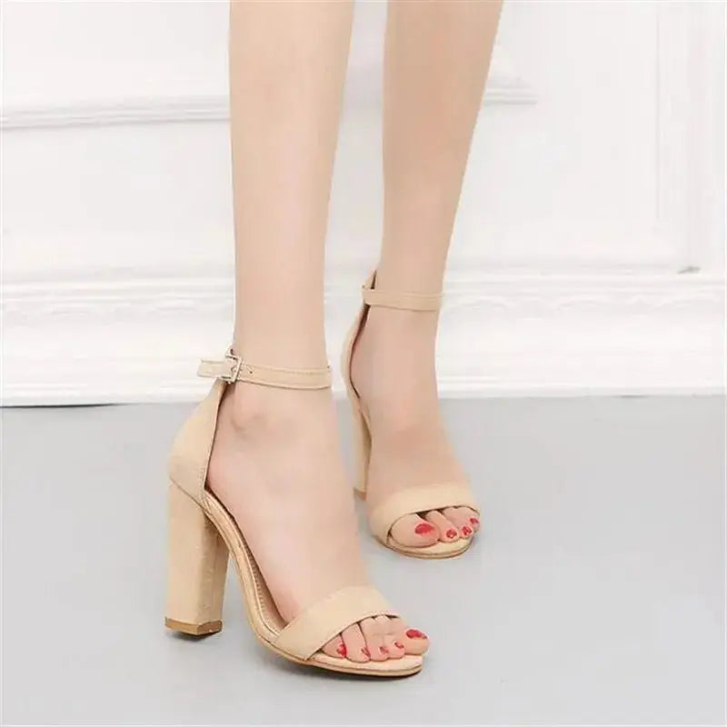 Fashion Ankle Strap Women Casual Sandals Open Toe Summer High Heel Shoes Buckle Ladies Office Work Shoes