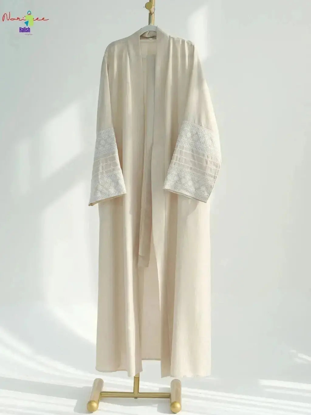 Fashion Embroidery Kimono Abaya with Belt - haalish