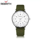 Fashion Rebirth Men Watches Casual Mens Top Brand Luxury Quartz Nylon Strap Clock Sport Male Clocks Man Wristwatches New