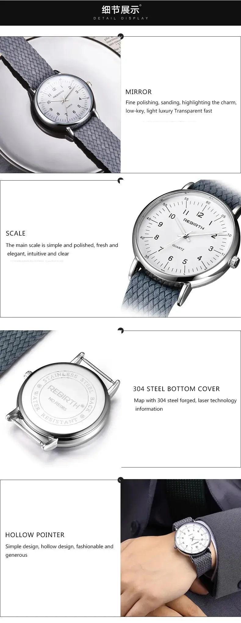 Fashion Rebirth Men Watches Casual Mens Top Brand Luxury Quartz Nylon Strap Clock Sport Male Clocks Man Wristwatches New