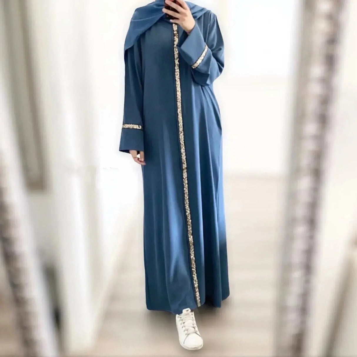 Fashion Saudi Arabia Dubai Abaya Women Dresses Casual Sequin Sundress Outfit Muslim Dress Robe Elegante Femme Islamic Clothing