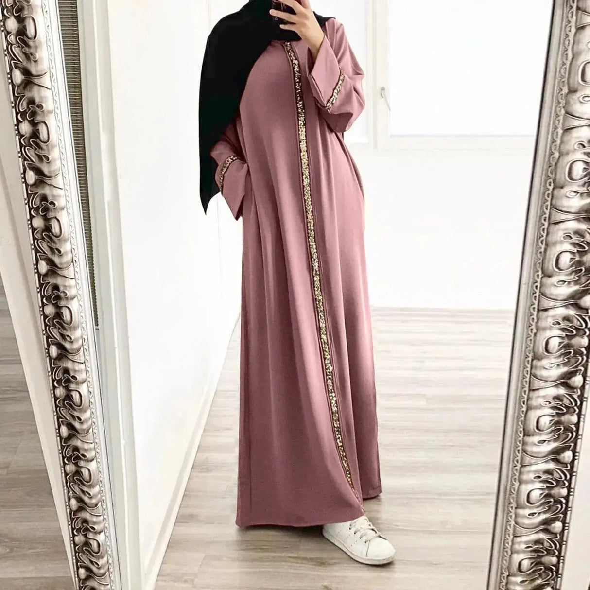 Fashion Saudi Arabia Dubai Abaya Women Dresses Casual Sequin Sundress Outfit Muslim Dress Robe Elegante Femme Islamic Clothing