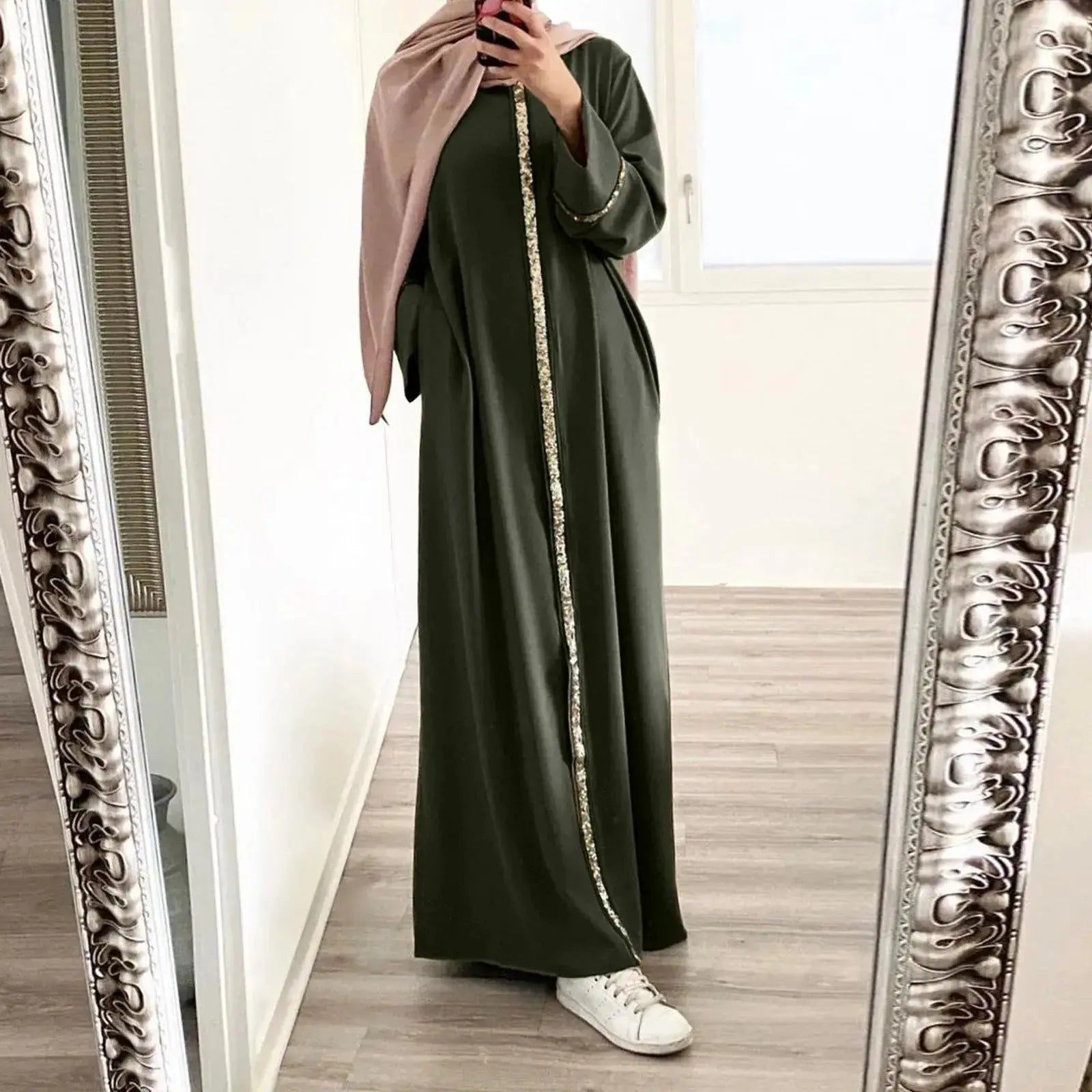 Fashion Saudi Arabia Dubai Abaya Women Dresses Casual Sequin Sundress Outfit Muslim Dress Robe Elegante Femme Islamic Clothing - haalish