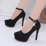 Fashion Wedding Shoes Women High Heels Women Pumps Bride Shoes Platform Super High Heel 12cm Black Silver A2177