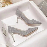 High Heels Women Wedding Shoes Bride Gold Heels Luxury Designer Elegant Party Sandals Dress Strip Pole Dance Sexy Silver Heels