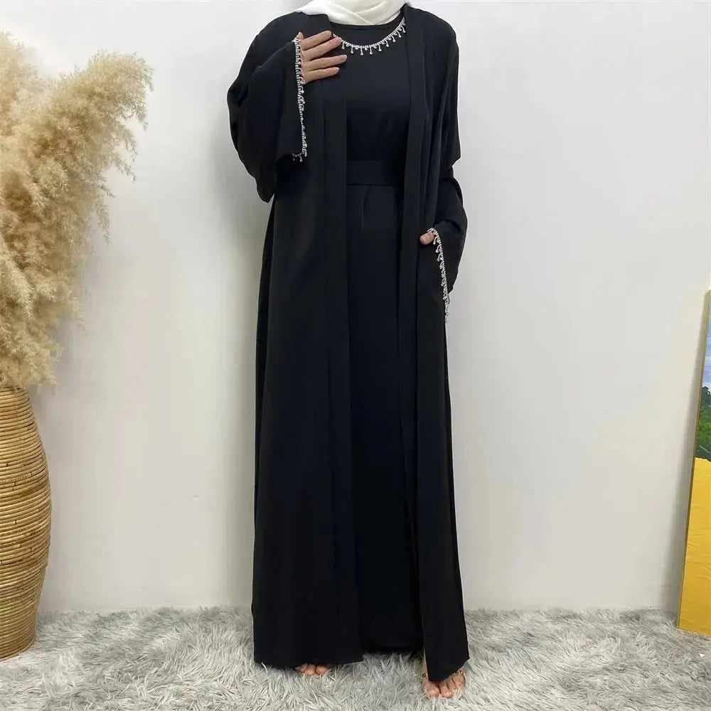 Kebaya Moroccan Caftan Woman Nida Silver Chain Sleeves Muslim Saudi Women Kaftan Gorgeous Party Style Abaya Dubai Luxury Robe