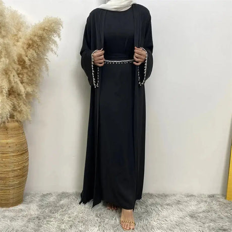 Kebaya Moroccan Caftan Woman Nida Silver Chain Sleeves Muslim Saudi Women Kaftan Gorgeous Party Style Abaya Dubai Luxury Robe