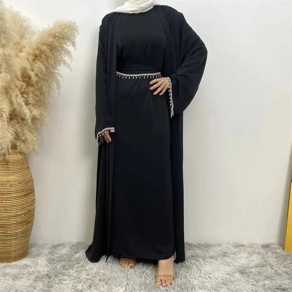 Kebaya Moroccan Caftan Woman Nida Silver Chain Sleeves Muslim Saudi Women Kaftan Gorgeous Party Style Abaya Dubai Luxury Robe