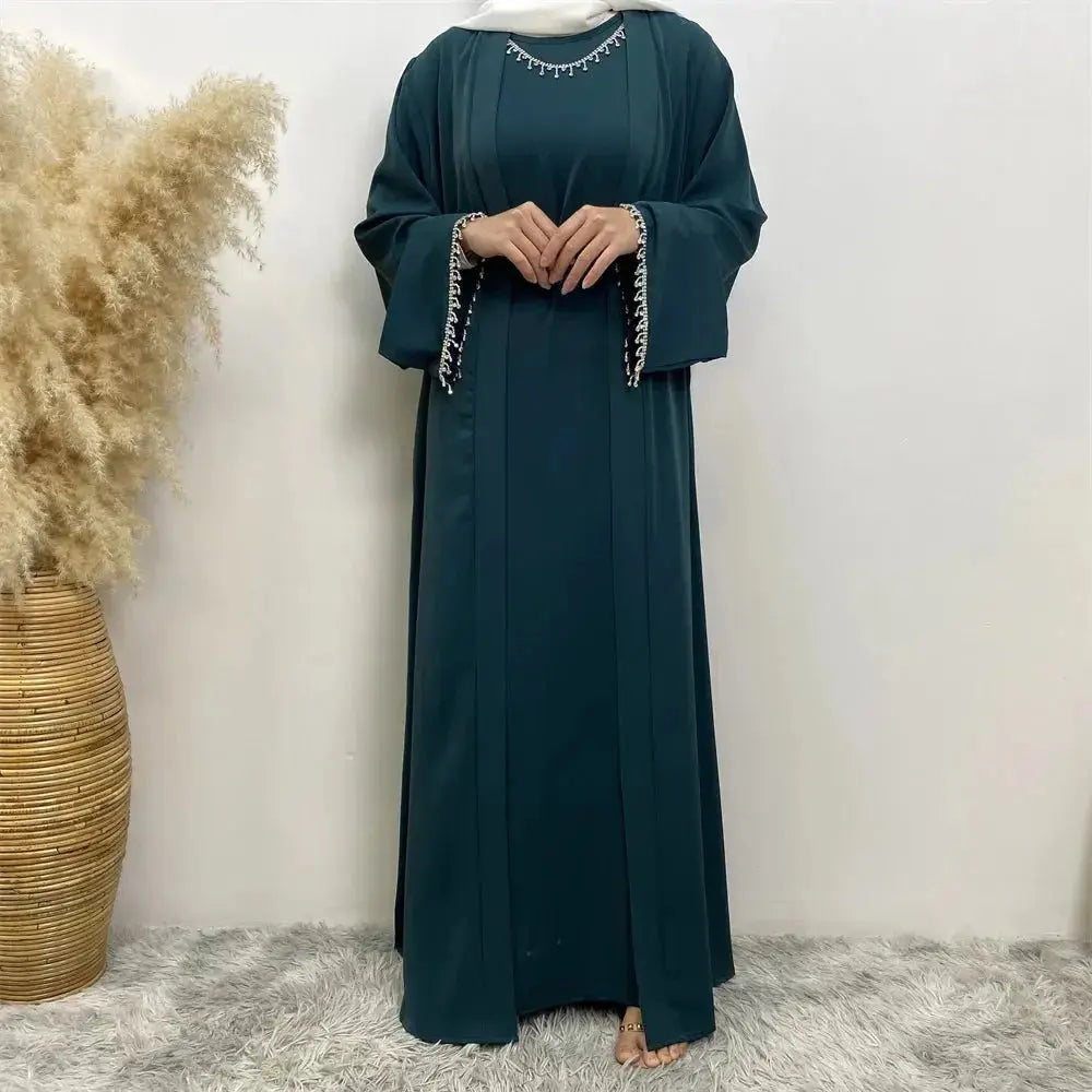 Kebaya Moroccan Caftan Woman Nida Silver Chain Sleeves Muslim Saudi Women Kaftan Gorgeous Party Style Abaya Dubai Luxury Robe