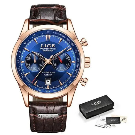 LIGE Luxury Casual Watch Top Brand Business Male Wrist Watches Date Clock Waterproof Leather Dress Mens Watch Gift Montre Homme