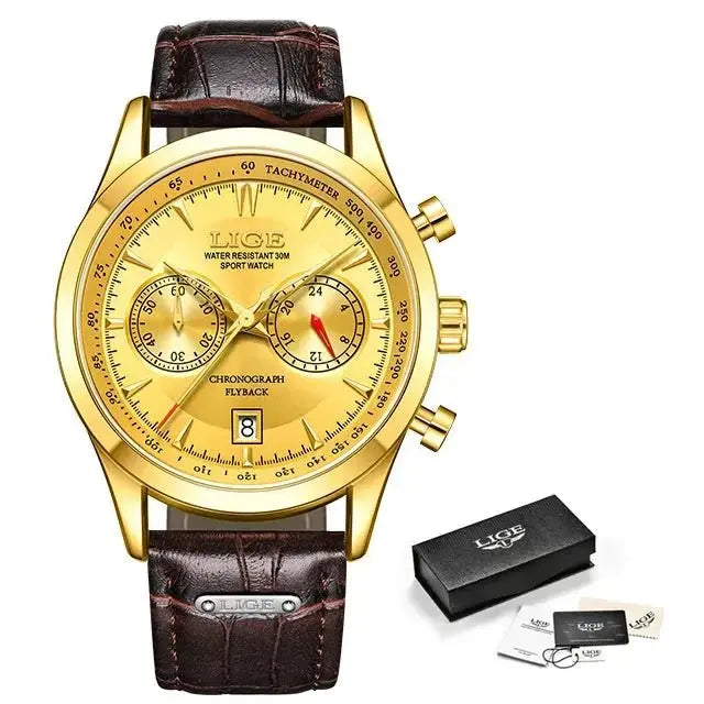 LIGE Luxury Casual Watch Top Brand Business Male Wrist Watches Date Clock Waterproof Leather Dress Mens Watch Gift Montre Homme