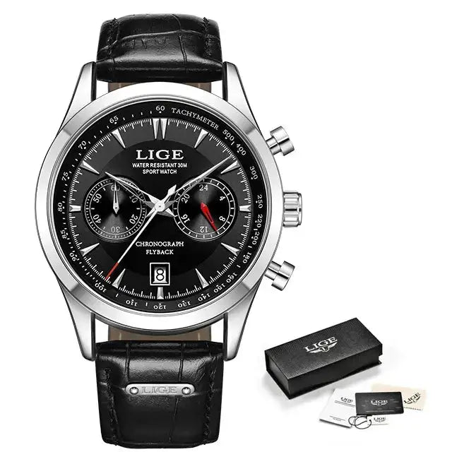 LIGE Luxury Casual Watch Top Brand Business Male Wrist Watches Date Clock Waterproof Leather Dress Mens Watch Gift Montre Homme - haalish