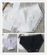 3PCS/Lot Sexy Briefs Women Middle Waist Cotton Underwear Bowtie Panties Breathable Lace Intimates Antibacterial Crotch Lingere