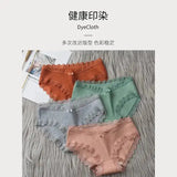 3PCS/Lot Sexy Briefs Women Middle Waist Cotton Underwear Bowtie Panties Breathable Lace Intimates Antibacterial Crotch Lingere