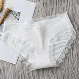 3PCS/Lot Sexy Briefs Women Middle Waist Cotton Underwear Bowtie Panties Breathable Lace Intimates Antibacterial Crotch Lingere