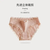 3PCS/Lot Sexy Briefs Women Middle Waist Cotton Underwear Bowtie Panties Breathable Lace Intimates Antibacterial Crotch Lingere