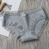 3PCS/Lot Sexy Briefs Women Middle Waist Cotton Underwear Bowtie Panties Breathable Lace Intimates Antibacterial Crotch Lingere