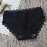 3PCS/Lot Sexy Briefs Women Middle Waist Cotton Underwear Bowtie Panties Breathable Lace Intimates Antibacterial Crotch Lingere