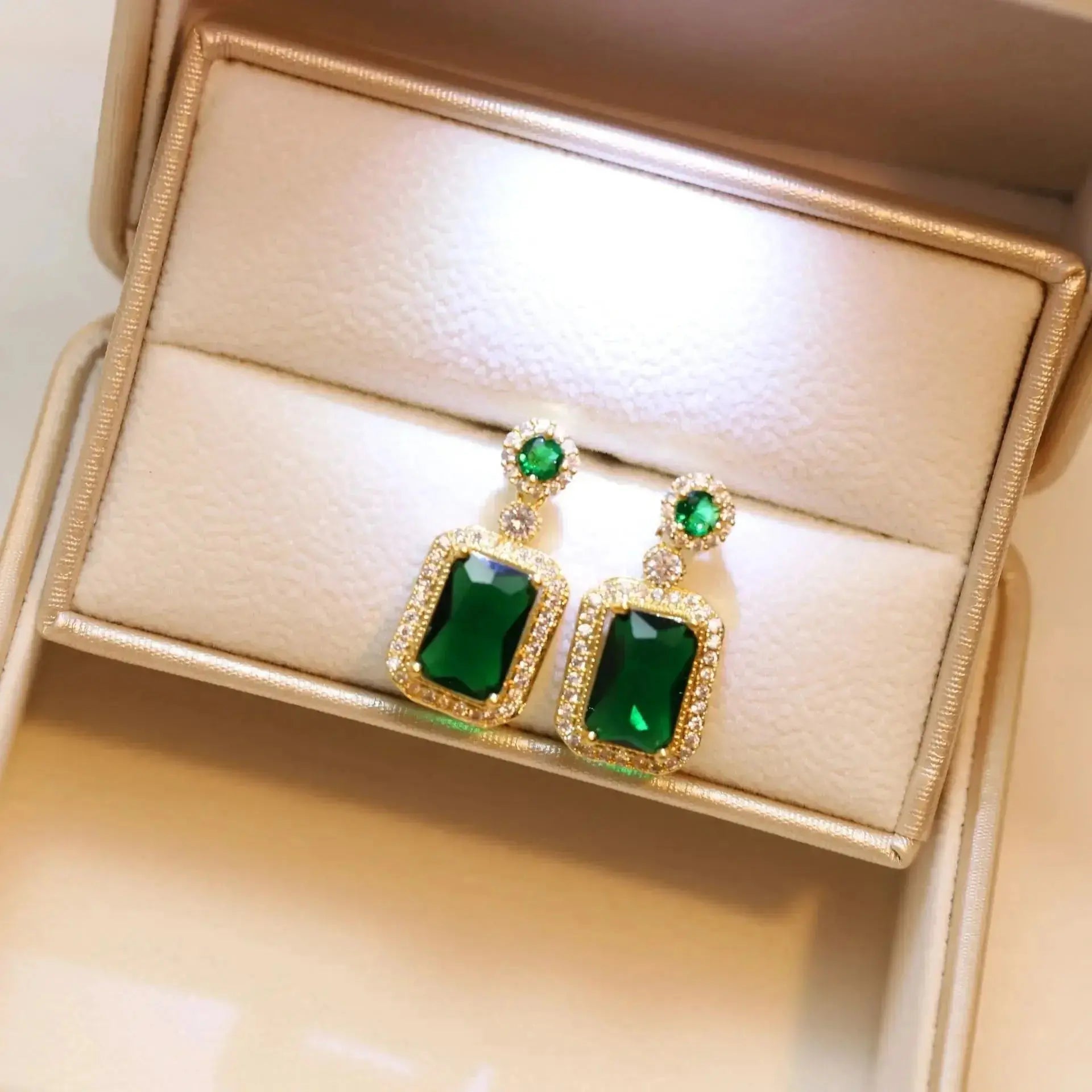 Luxury Emerald Jewelry Sets Fashion Women Bridal Zircon Green Stone  Earrings Ring Sets Rings for Women Jewelry - haalish