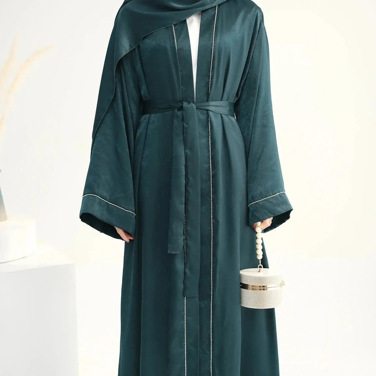 Luxury Open Abaya Frauen Muslimisches Kleid Women's Dresses Islamic Clothing Cardigan With Diamond Abaya Women Muslim Dress