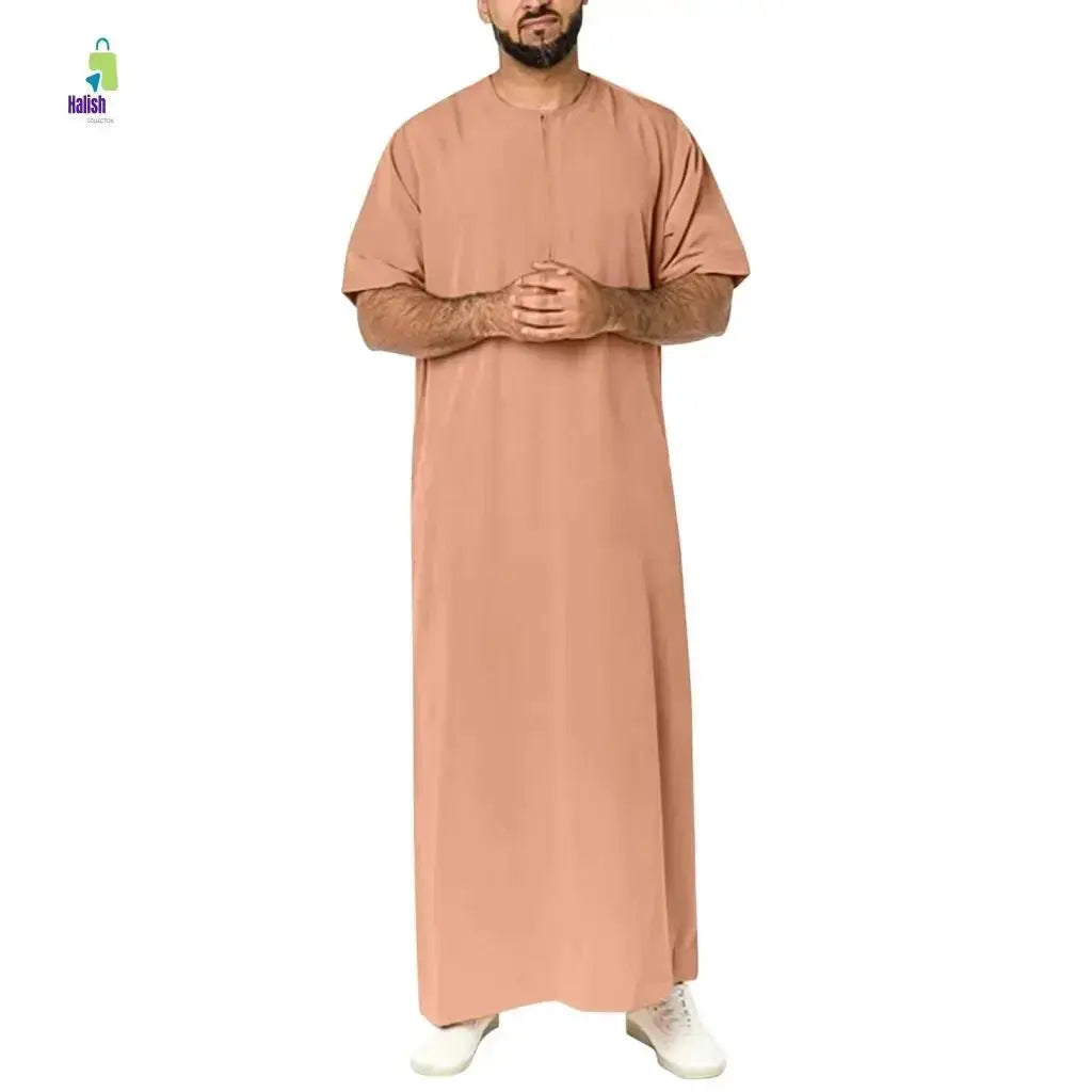 Men's Casual Arab Robe with Stand Collar - haalish