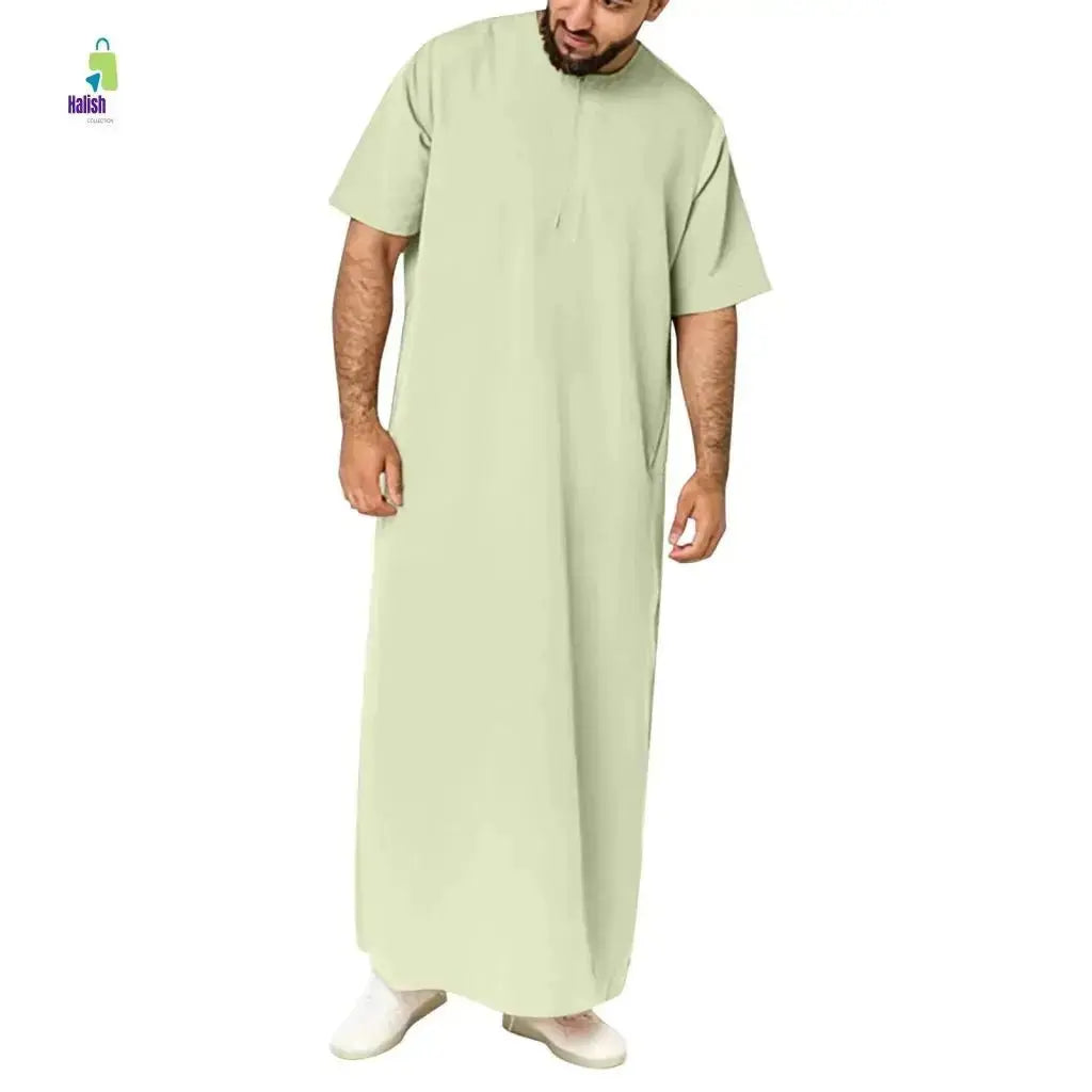 Men's Casual Arab Robe with Stand Collar - haalish