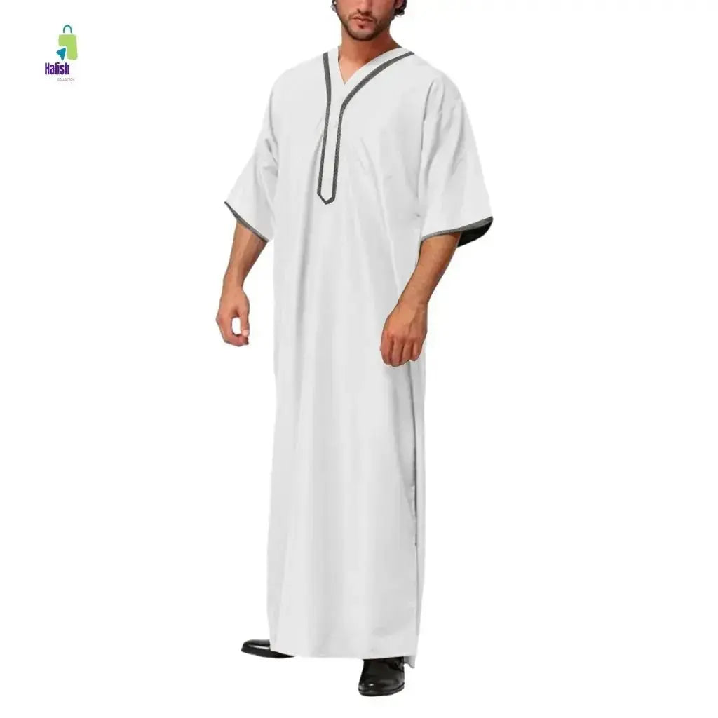 Men's Casual Arab Robe with Stand Collar - haalish